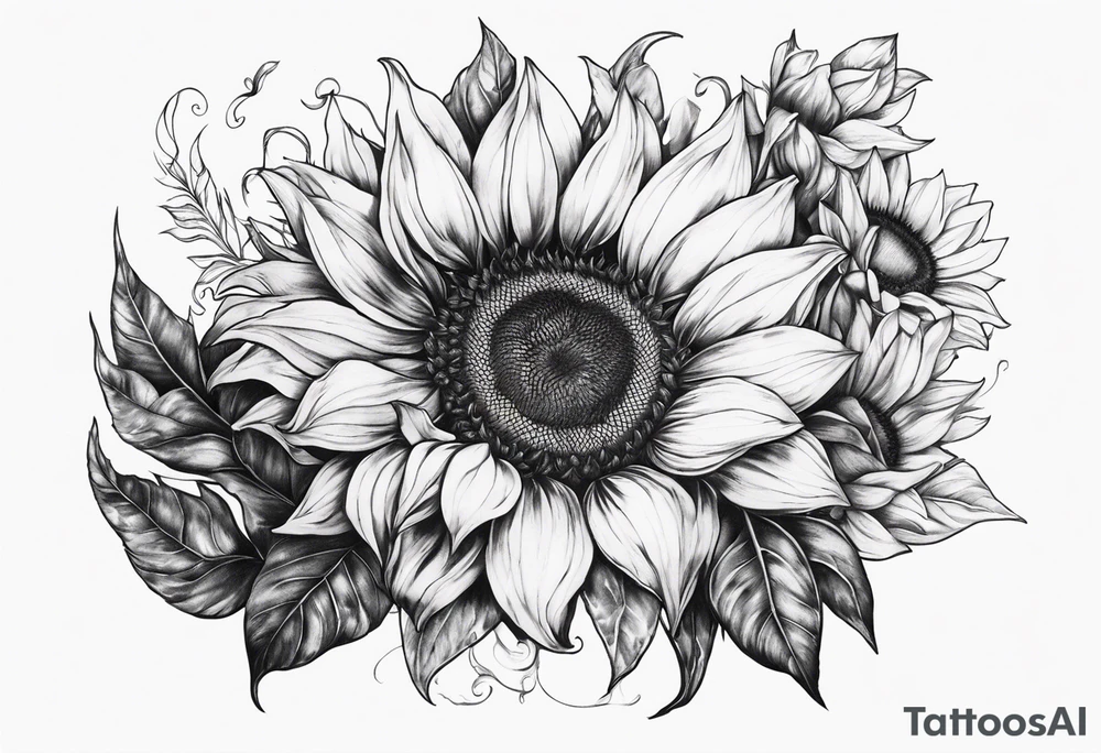 Half Capricorn half sunflower tattoo idea