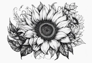 Half Capricorn half sunflower tattoo idea