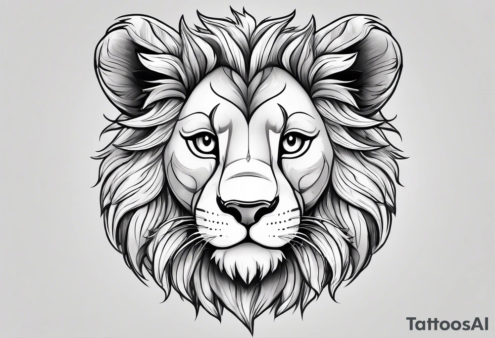 super cute cartoon lion cub no background tattoo idea