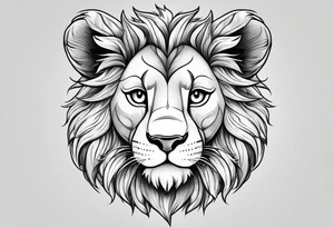 super cute cartoon lion cub no background tattoo idea