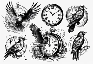 bird destroys the clock tattoo idea