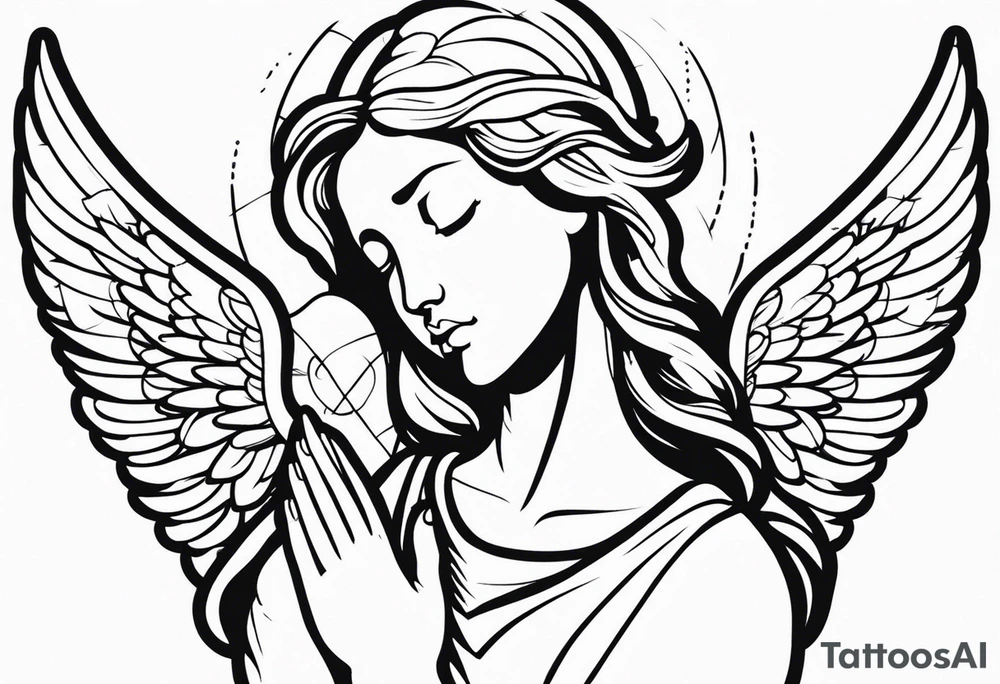 Angel with prayer hands tattoo idea