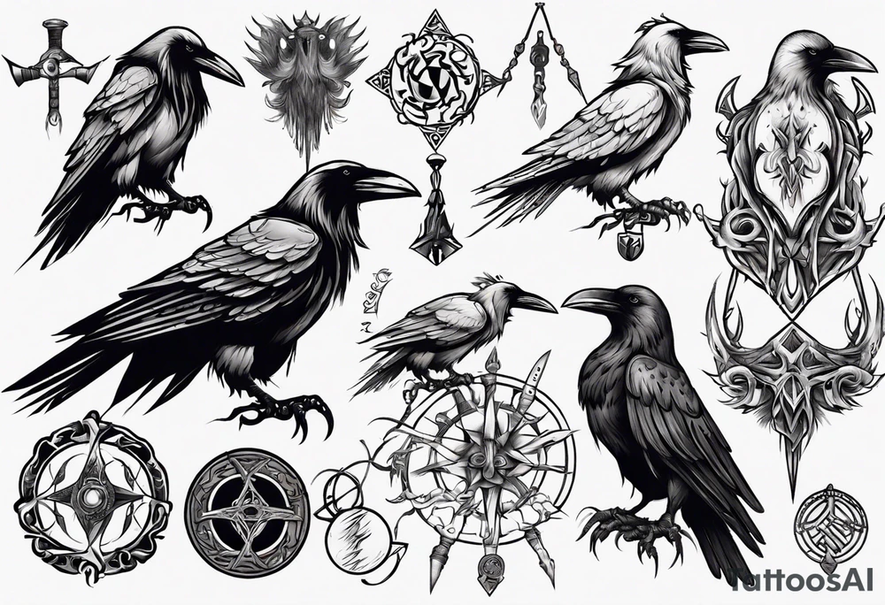 viking raven tattoo idea