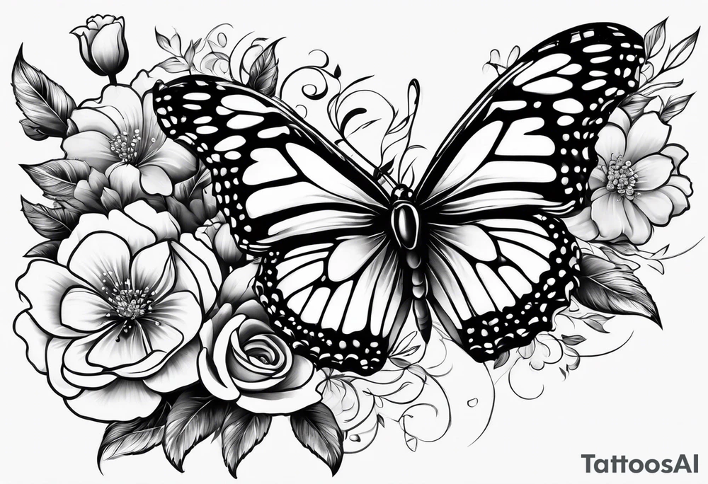 Butterflies and flowers tattoo idea