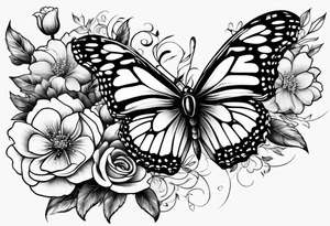 Butterflies and flowers tattoo idea
