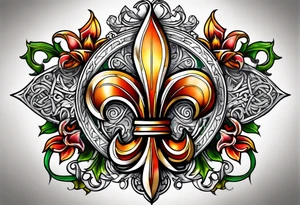 Fleur de lys celtique en flamme tattoo idea