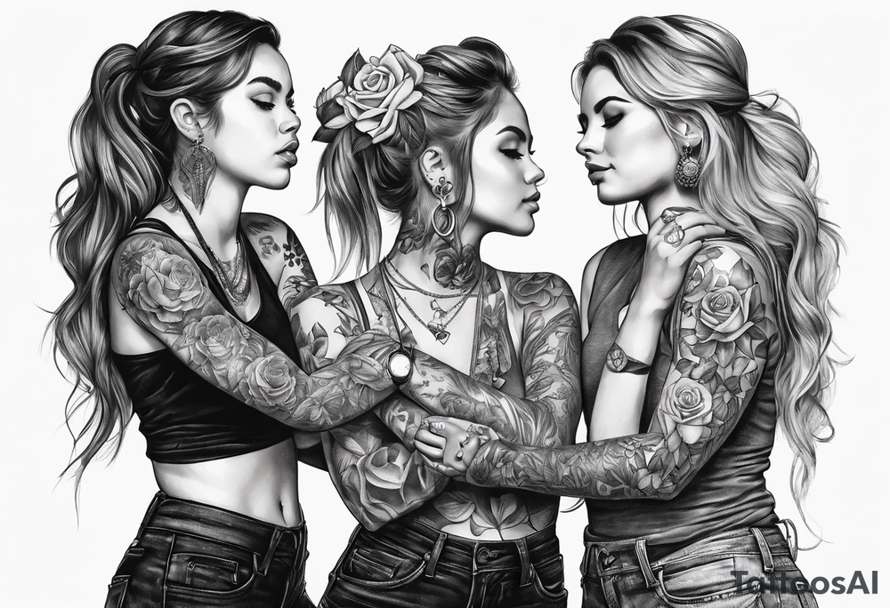Girls playing ring around the rosey tattoo idea