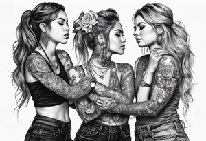 Girls playing ring around the rosey tattoo idea