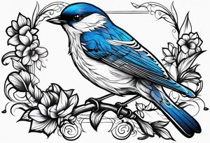 Black and white blue bird outline tattoo idea