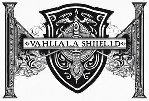 Valhalla mist fire sword shield stairs tattoo idea
