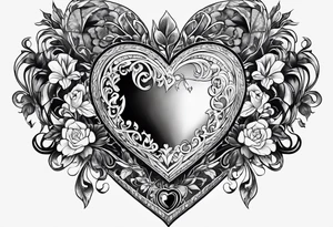 a heart split in half with Matilda whiten in one have an Weston Whiten in the other tattoo idea