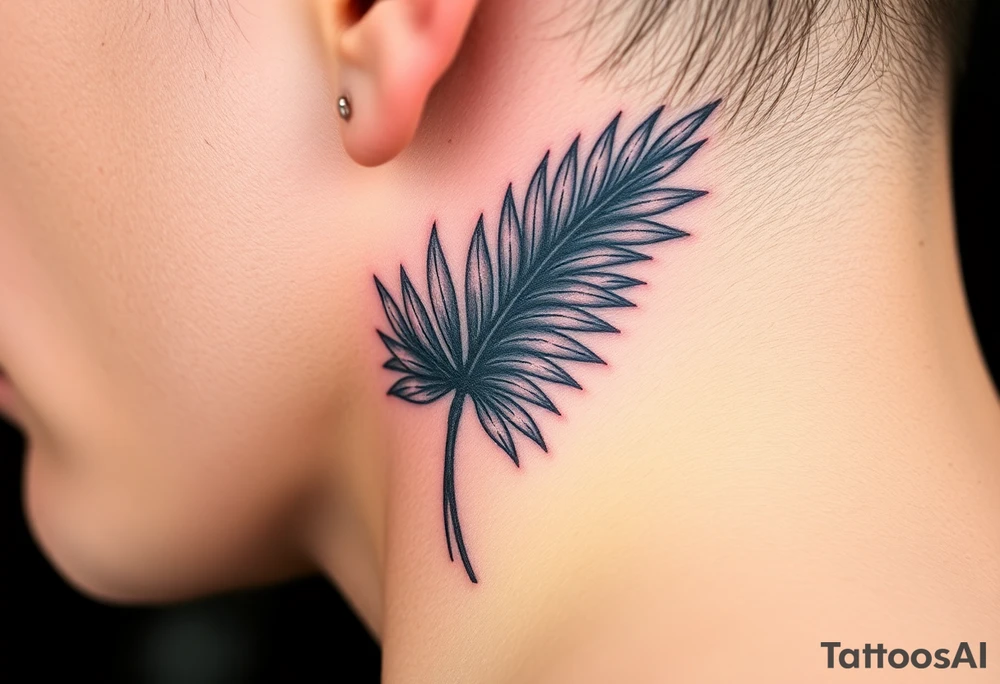 large woven palm leaves tattoo idea