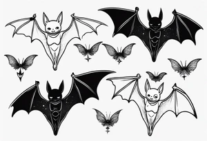 Bat with a fairy riding on top of its body tattoo idea