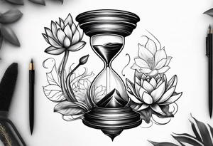 Hourglass with water lilly. tattoo idea