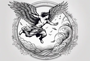 Icarus falling from flying too close to the sun tattoo idea