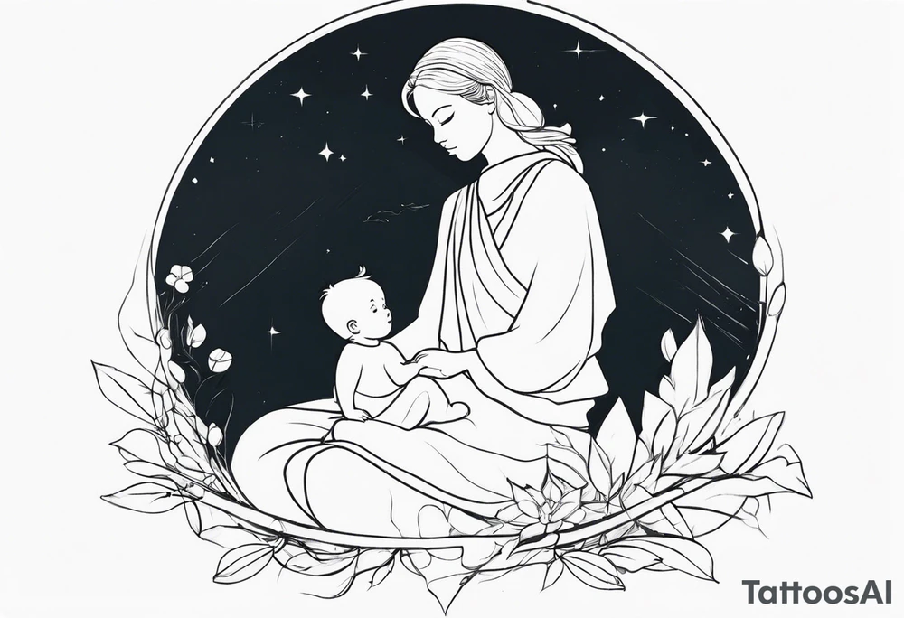 Monn with a child sitting on it tattoo idea