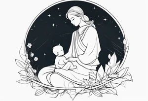 Monn with a child sitting on it tattoo idea