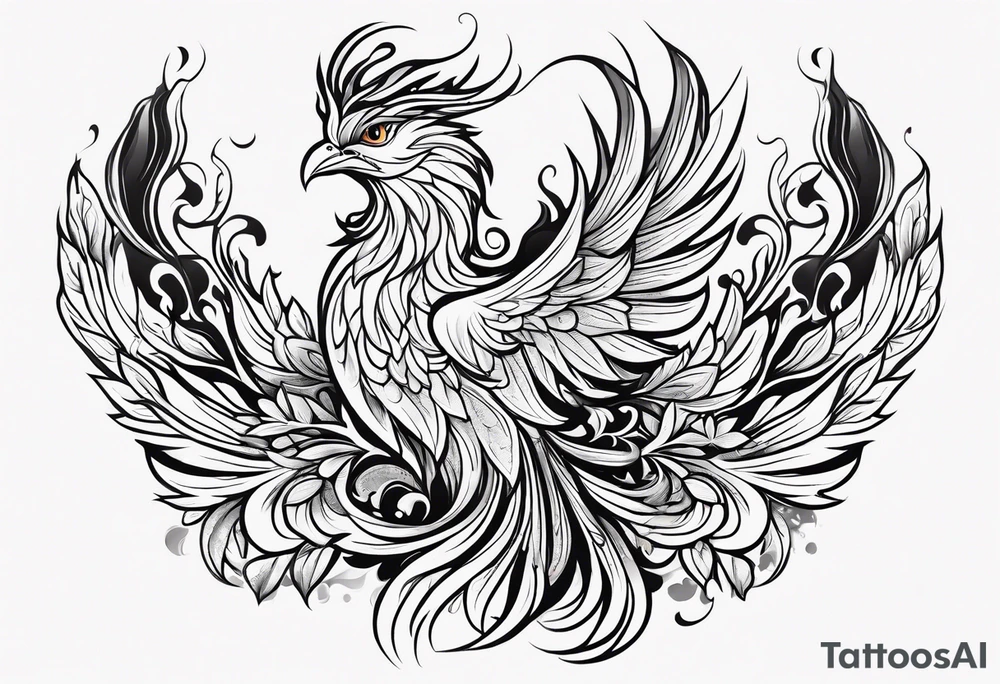 Phoenix flower tattoo idea