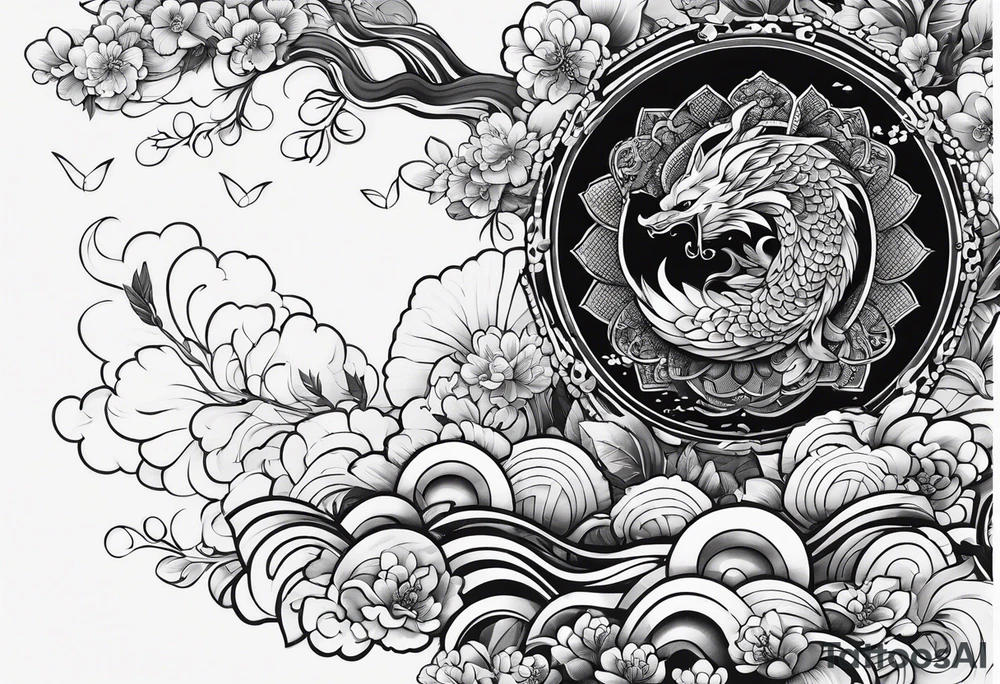 Black Japanese fan tattoo idea