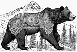 California Bear with the mammoth minarets inside the bear tattoo idea