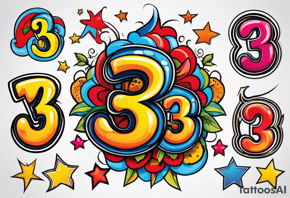 I would like a tattoo, featuring only 
number 13 in a colorful old school style. tattoo idea