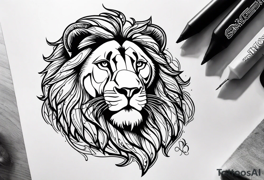 realistic laying lion tattoo idea