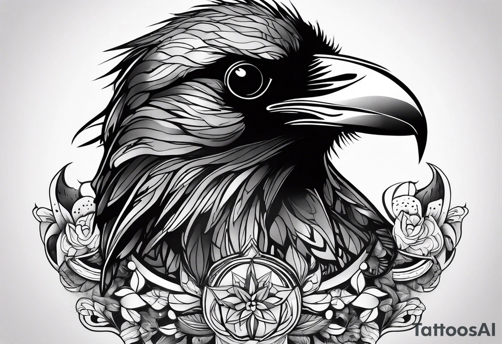 raven head tattoo idea
