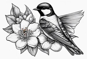 swallow holding an orange blossom tattoo idea