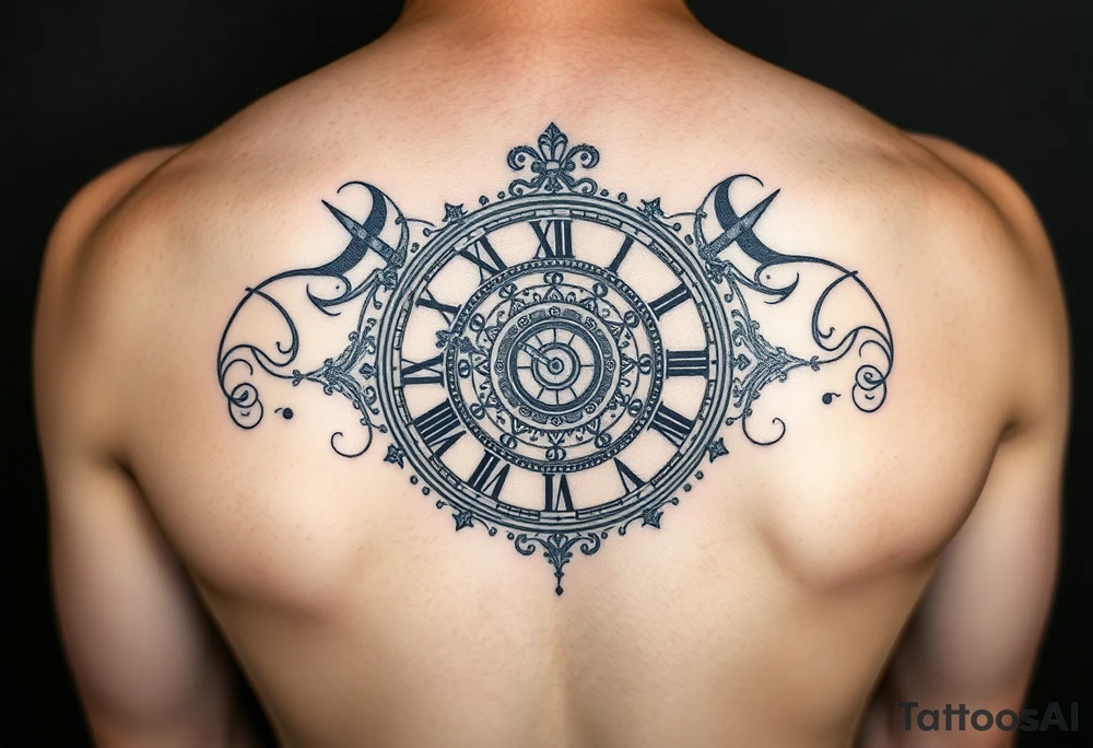 vintage roman numerals within ornate clockwork mechanism tattoo idea