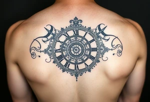 vintage roman numerals within ornate clockwork mechanism tattoo idea
