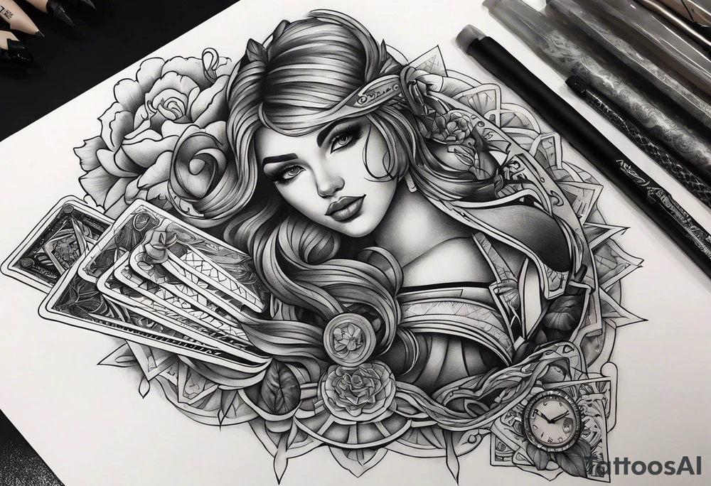 Half sleeve docr and cards tattoo idea