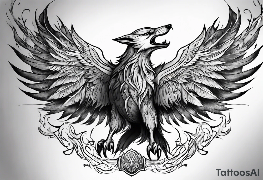 Phoenix wolf tattoo idea