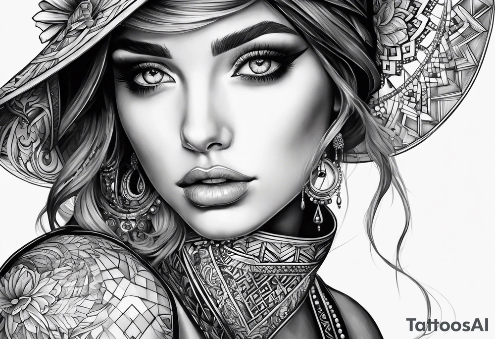 A girl with blue eyes tattoo idea