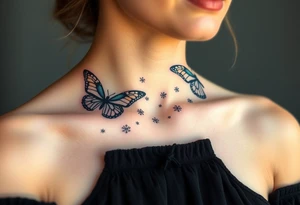 Flying butterflies with snowflakes tattoo idea