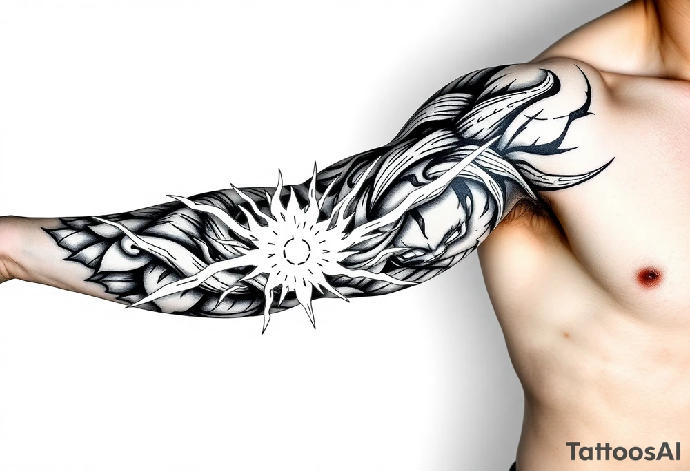 legendary dragonball z scene with energy aura and power effects tattoo idea