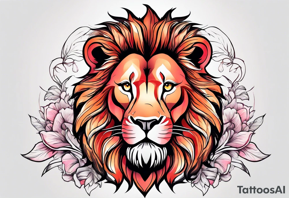 powerful majestic lion, eating a flamingo tattoo idea