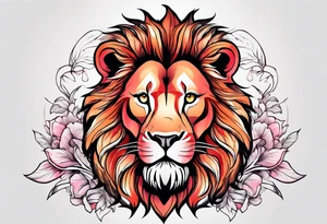 powerful majestic lion, eating a flamingo tattoo idea