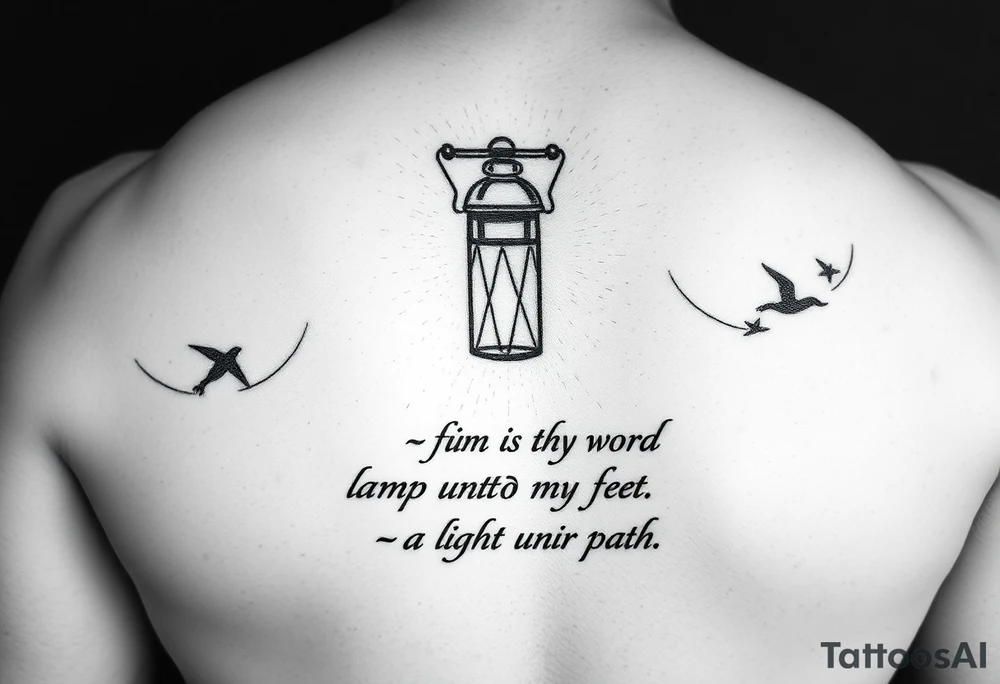 Someone holding a lantern to light up a road with the text: "Thy word is a lamp unto my feet a light unto my path." tattoo idea