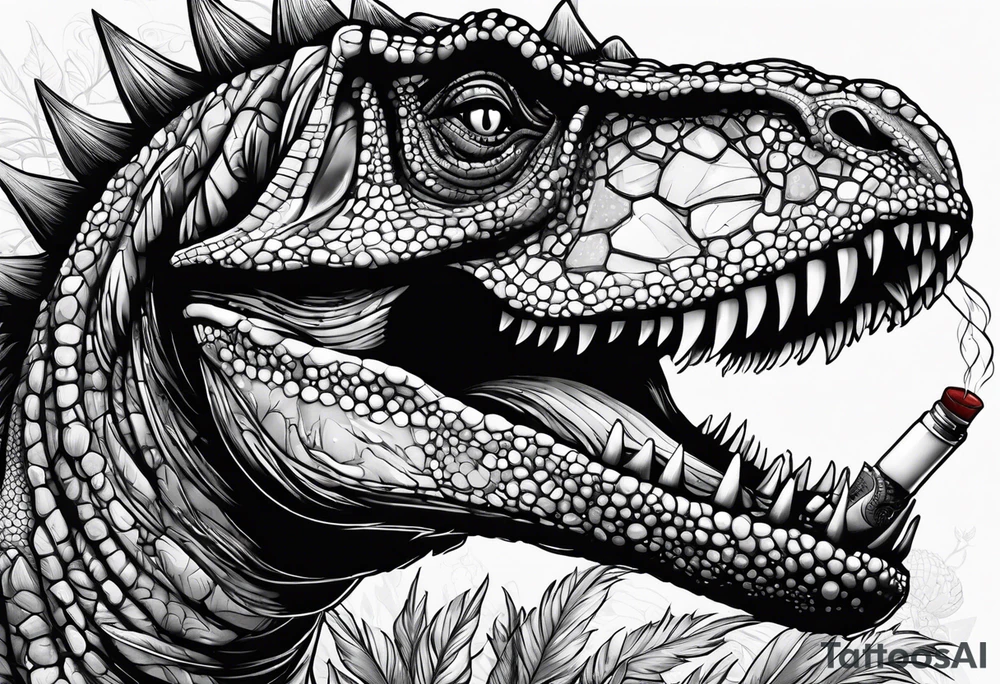 dinosaur smoking a cigarette tattoo idea