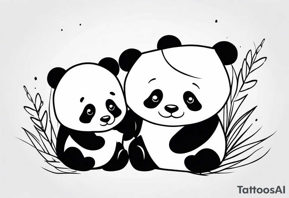 cute panda pair tattoo idea