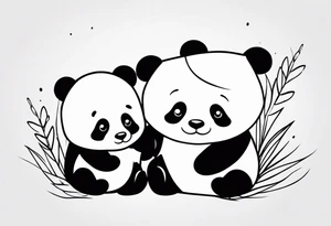 cute panda pair tattoo idea