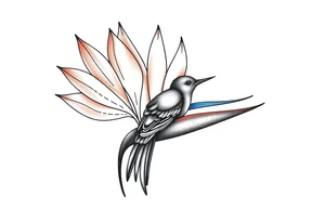 Bird of paradise flower with blue bird tattoo idea