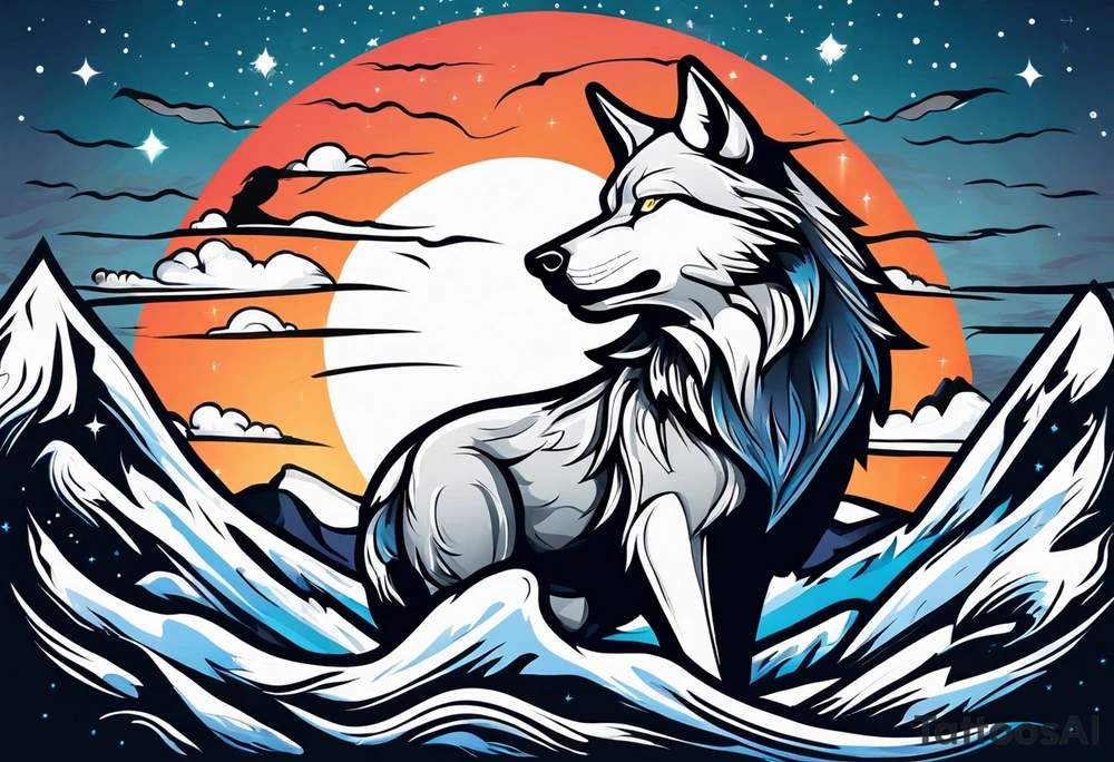 Wolf howling tattoo idea
