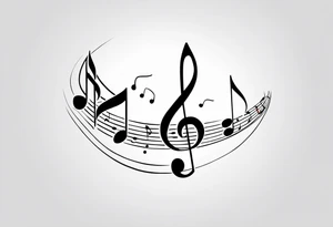 Minimalist line work tattoo, depicting musical
Notes and the letters “R” and “L” which symbolize Lainey and remi. tattoo idea