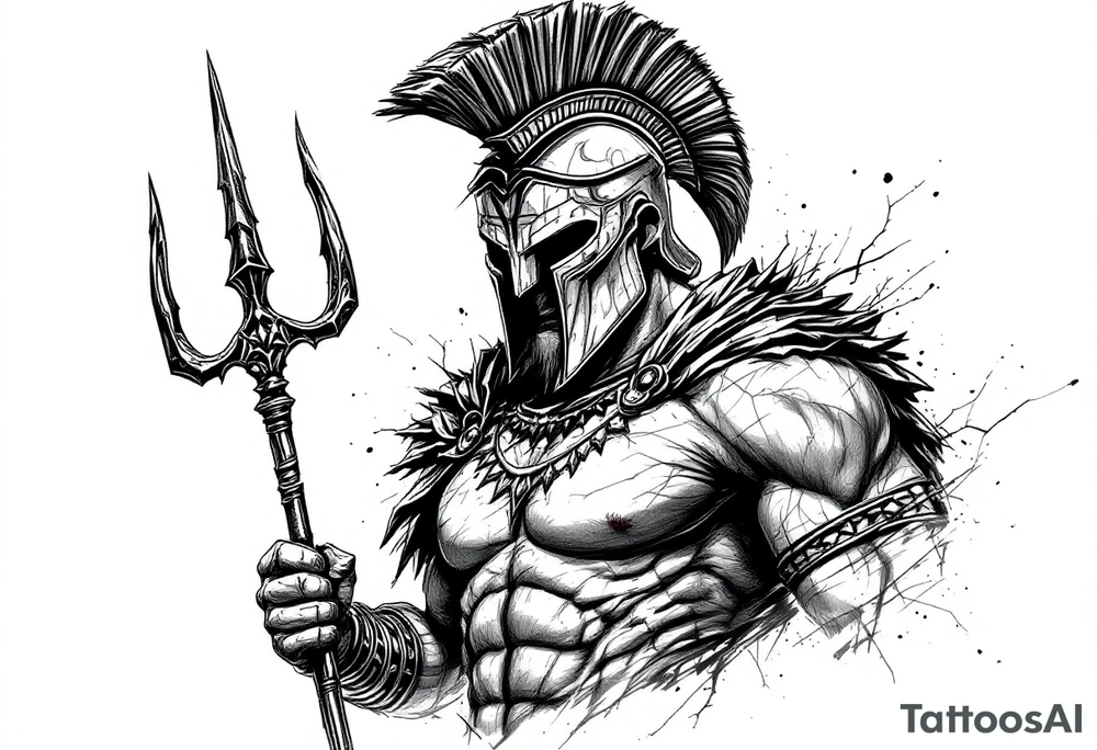 spartan with trident tattoo idea