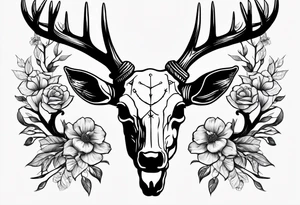 European mount mule deer skull plain tattoo idea