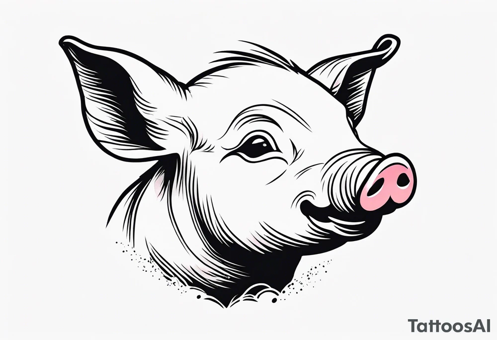 cute piglet tattoo idea