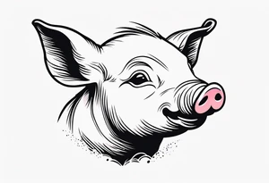 cute piglet tattoo idea