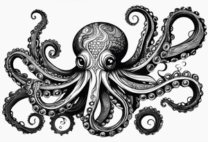 Octopus peaceful waves steampunk tattoo idea