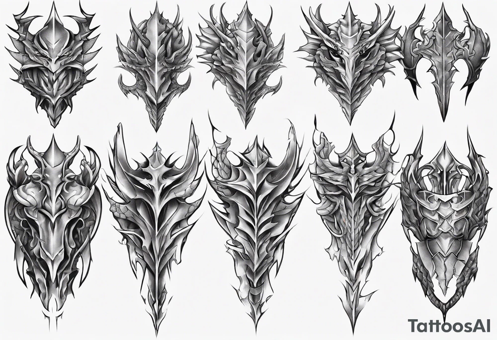 Dragon Leg armor symmetrical tattoo idea
